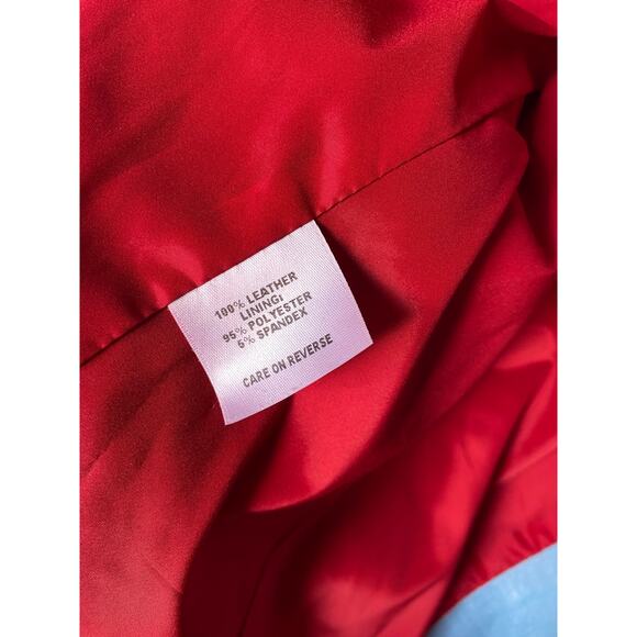 Y2K St. John Sport By Marie Gray Blue Leather Jacket w/ Red Trim Accents/Lining - Picture 12 of 16